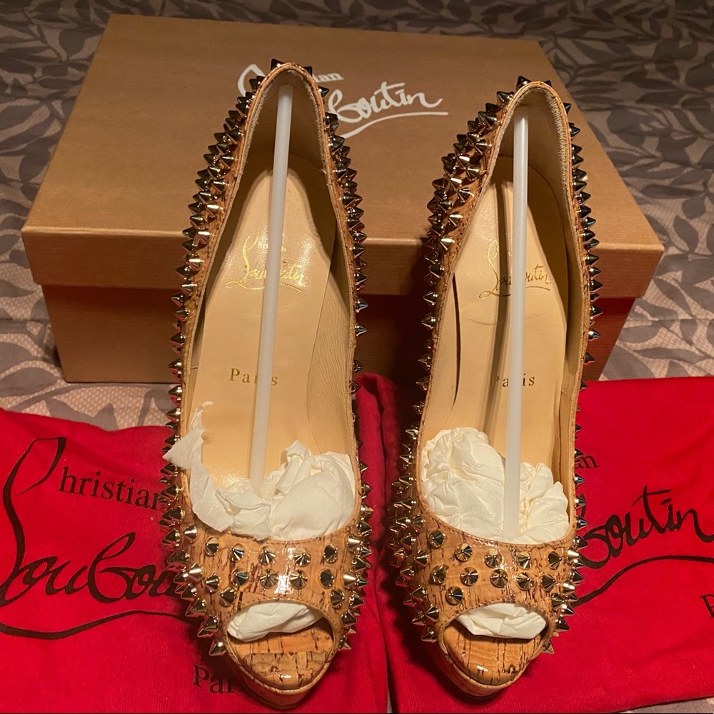 NIB Christian Louboutin Lady Peep Spikes 150mm
